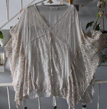 Tunika Überwurf Bluse V-Ausschnitt Transparent Spitzen EG