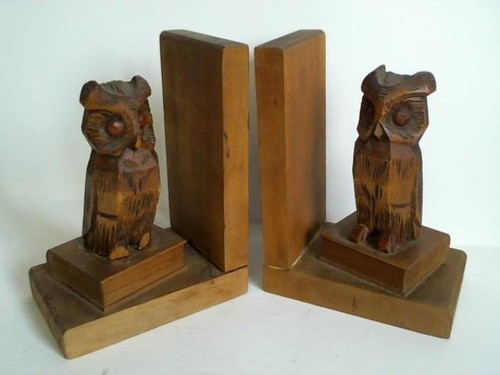 Buchstützen aus holz - -, eule