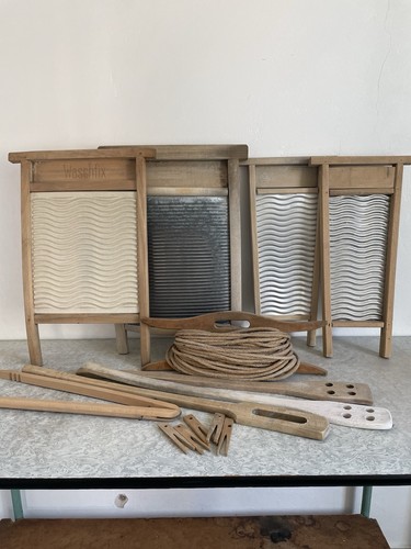 Waschbretter antik leine zange - antik,