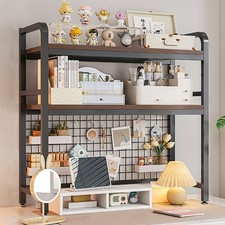 2Ebenen 115cm Computer Schreibtisch Bücherregal,Schreibtisch Organizer Regal