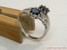 RING WEISSGOLD 750 Rinkopf mit 2 SAPHIREN und 4 DIAMANTEN - punziert