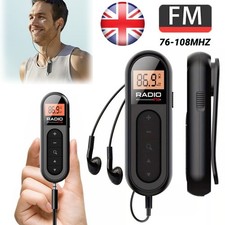 Tragbare Pocket Stereo FM Radio LCD Display Wiederaufladbar mit  Kopfhörer