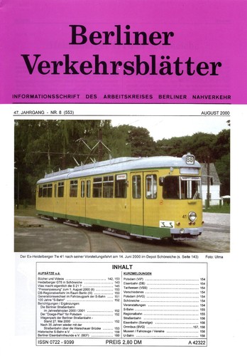 Berliner verkehrsblätter heft - berliner,