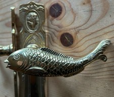 Alter Türdrücker Türgriff Türklinke Fisch Frau Medaillon Meer Ostsee Old Vintage