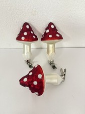 3 x Fliegenpilz mit Clip Glas 10,5 cm Rot Weiß Glitzer Pilz Christbaumschmuck