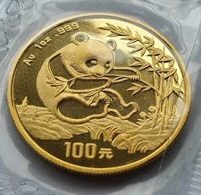 1 UNZE 999 GOLD - CHINA PANDA BÄR 1994 - GOLDMÜNZE - GOLDBARREN - SEHR SELTEN 