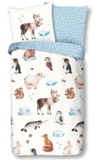 GOOD MORNING Kinder Wende-Bettwäsche Biber COLD Schnee Eis Tiere Winter 135x200 