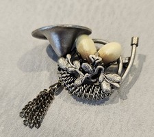 Grandel Brosche Jagdhorn Silber 925 Jagdschmuck Grandelschmuck Grandelbrosche