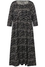Ulla Popken Damen große Größen Jerseykleid Wellen A Linie Carree Ausschnitt