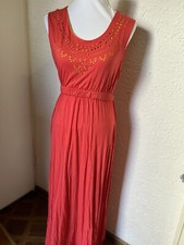 Damen Kleid +Bolero Lang Baumwolle Gr: S Bis XL Lachs Farbe + Senf Neu Sommer