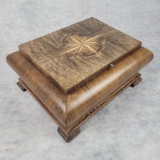 1 antike Art Deco 1920 Holzschatulle 26cm Schatulle mit Intarsien Stern