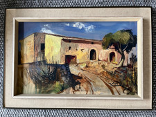 Ölgemälde Finca auf Mallorca, ca 70,5 cm mal 48 cm hoch mit Holzrahmen