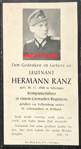 Sterbebild wwii leutnant - sterbebild,