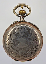 Offene Jugendstil Herrentaschenuhr Silber um 1900 (108384)