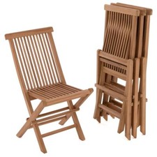 DIVERO 4er Set Klappstühle Gartenstuhl Teakholz behandelt klappbar Holzstuhl