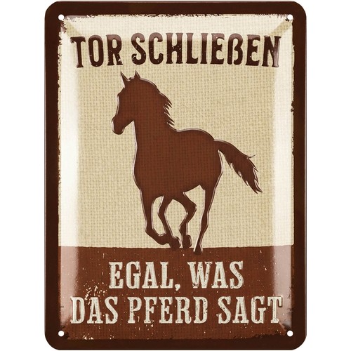 Retro blechschild pferde - blechschild,