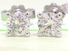 Paar Solitär Brillant Ohrstecker 585 Weißgold 14Kt Gold total 0,64ct Wesselton