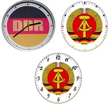 Wanduhr DDR Emblem Fahne Rückwärtsuhr Uhr Funkuhr Lautloses Uhrwerk Geschenk