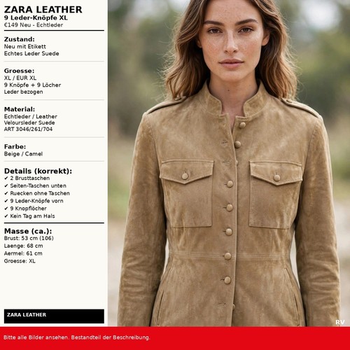 Zara echtleder jacke - echtleder,