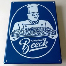 FEINKOST BEECK = Rares Emailschild Cuxhaven um 1955 Fisch Delikatessen MAKELLOS