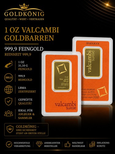 Goldbarren unze 999 - 1, 999,9