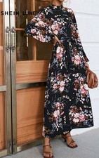 Shein Blumenkleid Langarm, Größe 38 M