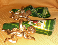 2x Gold-Engel KERAMIK-Ringe für Servietten + Kerzen, Tischgedeck, Serviettenring