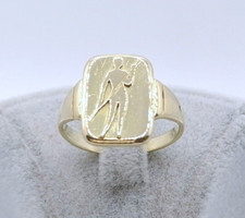Gelbgold 585er Siegelring - 14 Karat Goldring  - Flacher Siegel Ring 