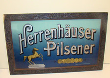 sehr altes Brauerei-Glasschild "Herrenhäuser Pilsener" 20er Jahre