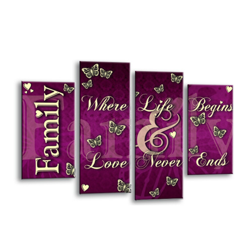Familie zitat wandbild lila - wandbild,