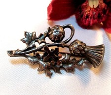 Alter Jägerschmuck Silber Brosche mit Goldapplikation old silver Brooch / ca 844