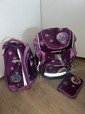 Ergobag Schulranzen-Set in Lila mit Schmetterlings-Klettis