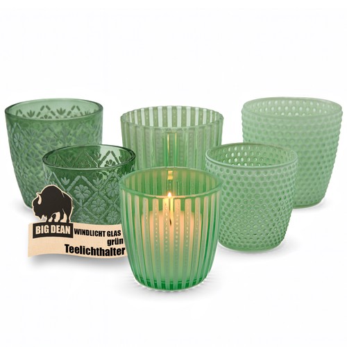 Windlicht glas grün - windlicht,