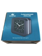 Sempre Funkwecker Analog Schwarz Geräuscharmes Uhrwerk Batteriebetrieben
