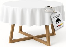 Tischdecke Tischtuch rund Damast weiß 100% Baumwolle 