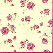 3 Servietten Nostalgie Vintage Landhaus kleine Rosen Röschen Knospe mille fleurs
