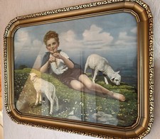 Antikes Wandbild „Hirtenjunge“ von Alfred Schwarz