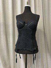 Corsage Korsett mit Strapse schwarz 36 38 Vollbrust Mieder Bustier