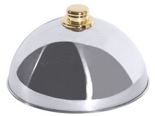  Speiseglocke, Tellerglocke, mit goldfarbenem Griffknopf, 25 cm Ø, 13,5 cm Höhe