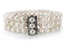 Dreireihiges Perlenarmband 81 Akoya Zuchtperlen 835 Silber [BRORS 17395]