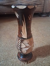 Vintage Holz Vase mit