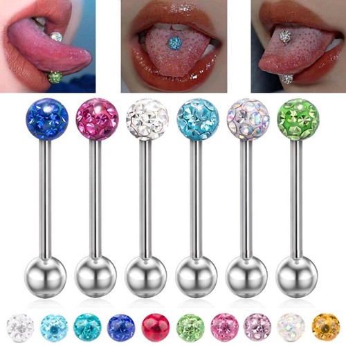 Kristall zungenpiercing - 6x,