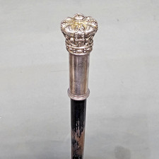 Alter Spazierstock Gehstock  Sammlerstock Wanderstock  Krone  Griff  89  cm