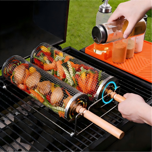 Grillkorb rollend edelstahl - rollend,