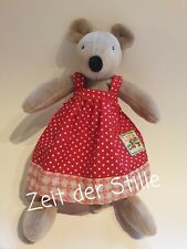 MOULIN ROTY Maus Mädchen mit Kleid 22 cm rot grau  Stofftier Stoffmaus