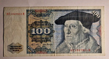 100 DM Geldschein Deutsche Mark Banknote Schein 100DM 