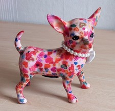 Pomme Pidou Chihuahua mit Herzen und Halsband Spardose neu