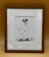 GL Maus 1996 Originalzeichnung trauriger Clown Aquarell Tusche modern gerahmt