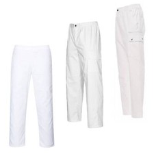 Herren Damen Pflegerhose Klinik Arzthose Schwesternhose Cargo Arbeitshose weiß