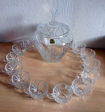 Bowle Set mit 12 Gläsern Bleikristall Annahütte